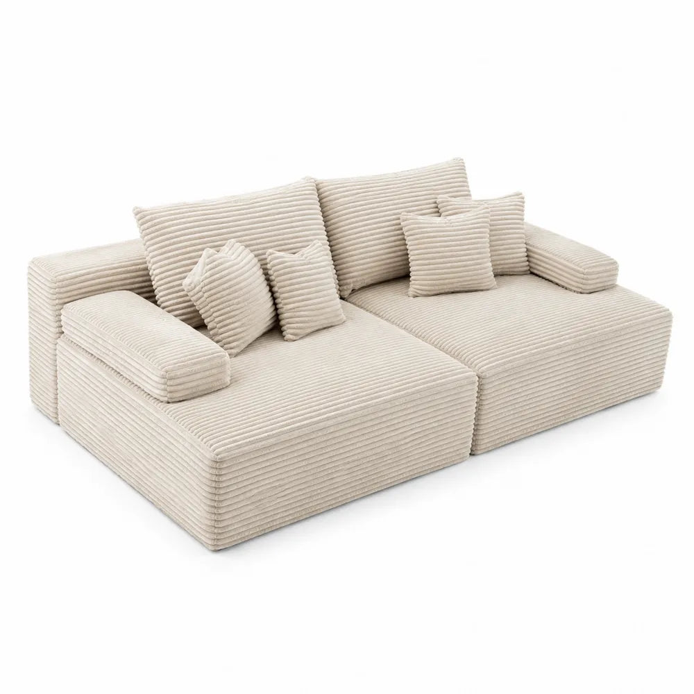 Divano modulare in velluto a coste beige