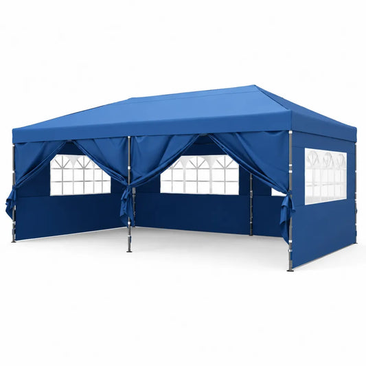 Gazebo da Giardino Poliestere Blu 3x6 m con Struttura in Acciaio