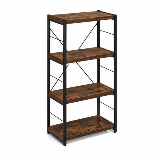 Scaffale Libreria 4 Ripiani Legno Metallo 60x30x120cm