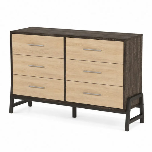 Cassettiera a 6 cassetti in MDF e metallo, 120x45x75 cm